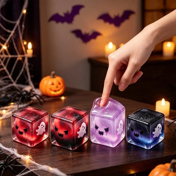 Spökkub Squishy Leksak, Halloween Transparent Långsam Återhämtning Dekompressionsblock style 2