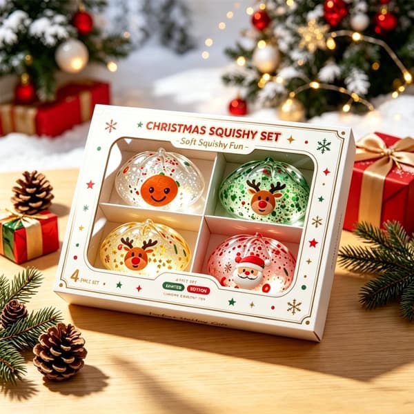 Jul Squishy Bun Set, Söta Maltos Klämleksaker, Stresslindrande Fidget Leksaks Presentförpackning transparent
