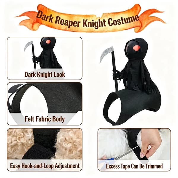 Husdjur Halloween Riddarkostym, Hund Cosplay Outfit för Fest M