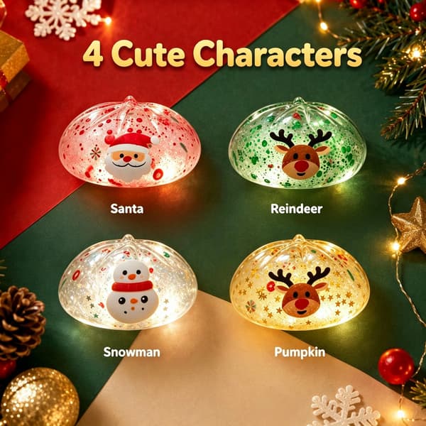 Jul Squishy Bun Set, Söta Maltos Klämleksaker, Stresslindrande Fidget Leksaks Presentförpackning transparent