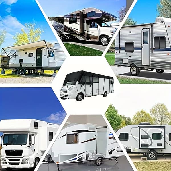 Takskydd för husbil och husvagn, vattentätt UV-skydd, 210D Oxford-tyg, svart 8.5*3m