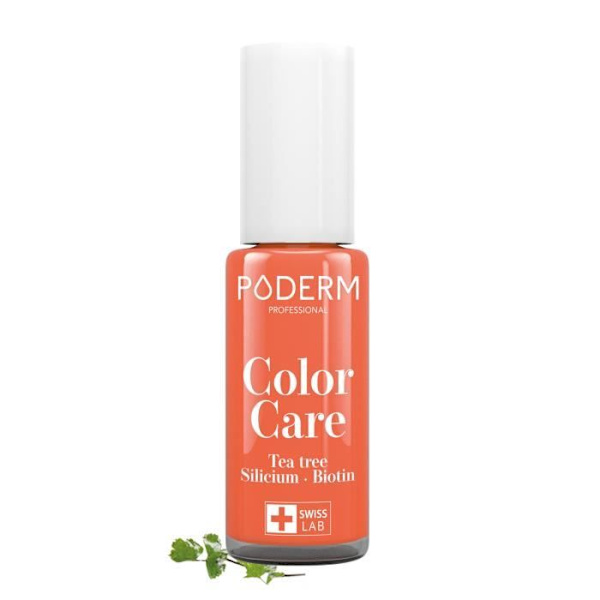 PODERM • MANGO nagellack berikat med Tea Tree, Silicon och Biotin • Schweiziskt tillverkat • Händer och fötter • Speciellt för skadade naglar Mango
