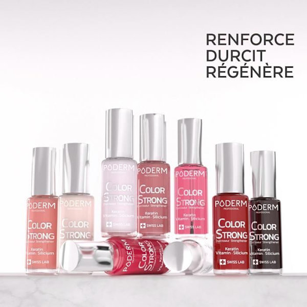 PODERM • ROUGE ALLURE Nagelhärdarlack berikad med Biotin Silicon Keratin • Schweiziskt tillverkad • Händer och fötter