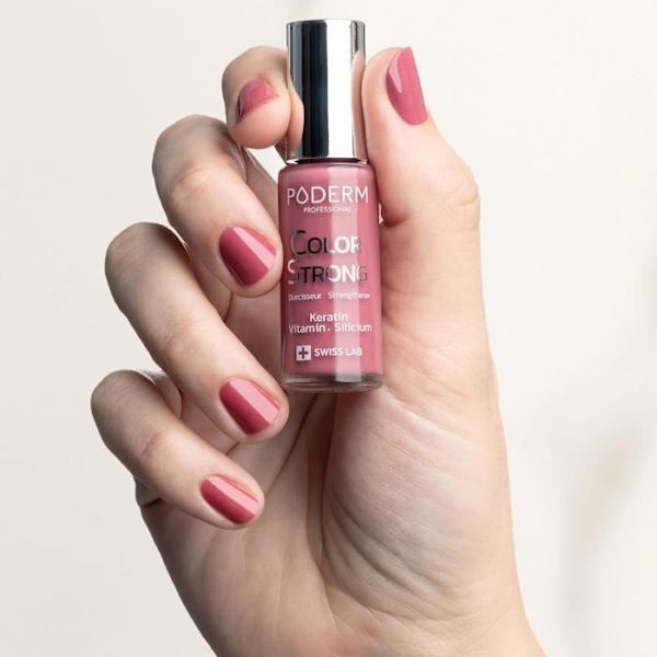 PODERM • ROSEWOOD Nagelhärdarlack berikad med Biotin Silicon Keratin • Schweiziskt tillverkad • Händer och fötter