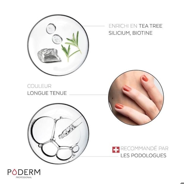 PODERM • TERRACOTTA nagellack berikat med Tea Tree, Silicon och Biotin • Swiss Made • Händer & Fötter • Speciellt för skadade naglar