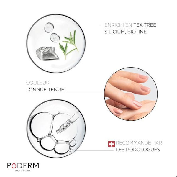 PODERM • NUDE BLUSH nagellack berikat med Tea Tree, Silicon och Biotin • Swiss Made • Händer och fötter • Speciellt för skadade naglar