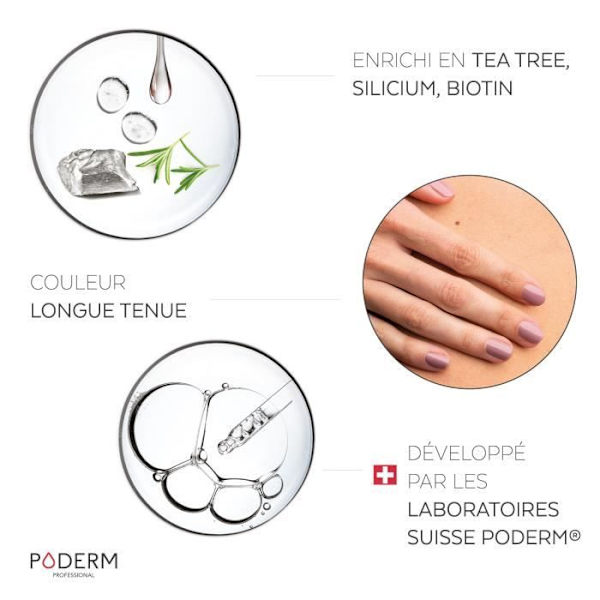 PODERM • PARME nagellack berikat med Tea Tree, Silicon och Biotin • Swiss Made • Händer & Fötter • Speciellt skadade naglar Parma