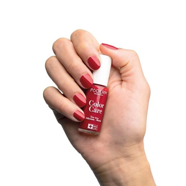 Nagellack Rouge Allure PODERM - Formel berikad med Tea Tree, Silicium och Biotin - Swiss Made Röd Allure