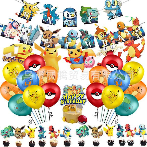 Pikachu tema fødselsdagsfest dekoration træk flag række banner