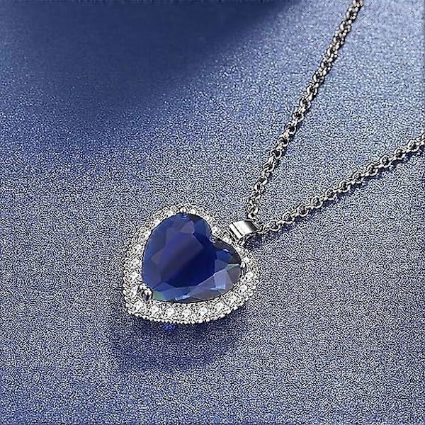 Halsband med hjärtat i havet, AILUOR silverhalsband med hängen, smycken, mors dag-present