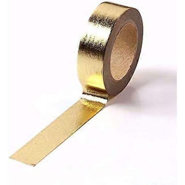 2 st. Solid Foil Washi Tape Dekorativ Självhäftande Maskeringstejp 15mm x 10 Meter (Guld)