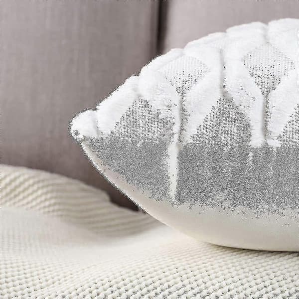 2 st Lyxiga Vita Plysch Ullkuddfodral för Soffa & Sovrum (45x45cm)