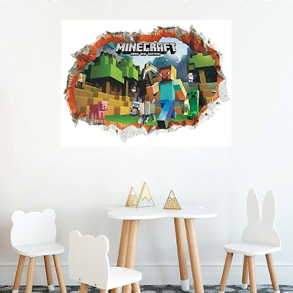 (H) Väggdekaler, 3D Söta Väggdekaler Tecknad Spel Väggdekal Vinyl Väggdekaler Pojkar Flickor Självhäftande Väggdekal för Sovrum Vardagsrum De