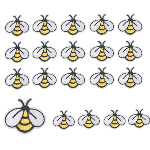 20 st Bee-sy-sömnadslappar Broderade Applikationer Stryk-på-lappar Sy-på Dekoration för Väskor Kläder J