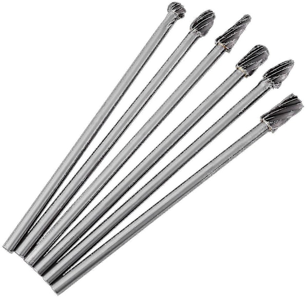 6-pack Tungstenkarbid Aluminium Rotationsfiler Burr Set 6mm Skaft 10mm Skärdiameter