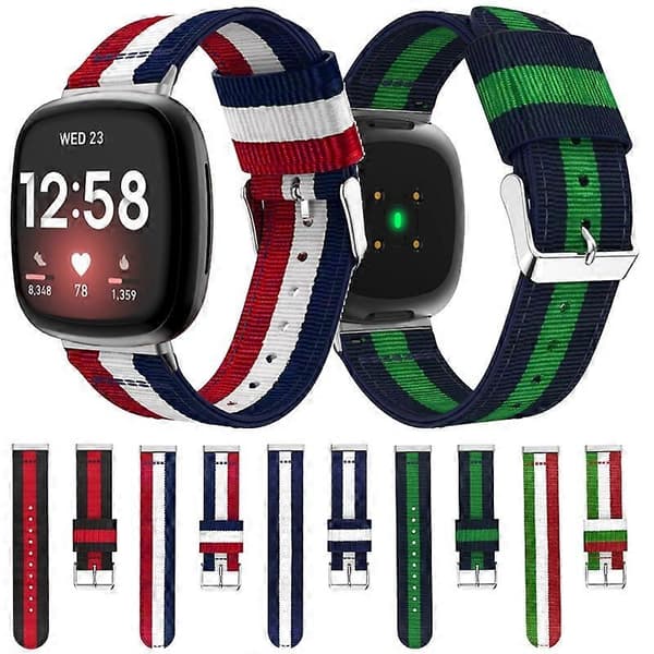 För Fitbit Versa 4 / Sense 2 Universellt Randigt Nylon Armbandsur