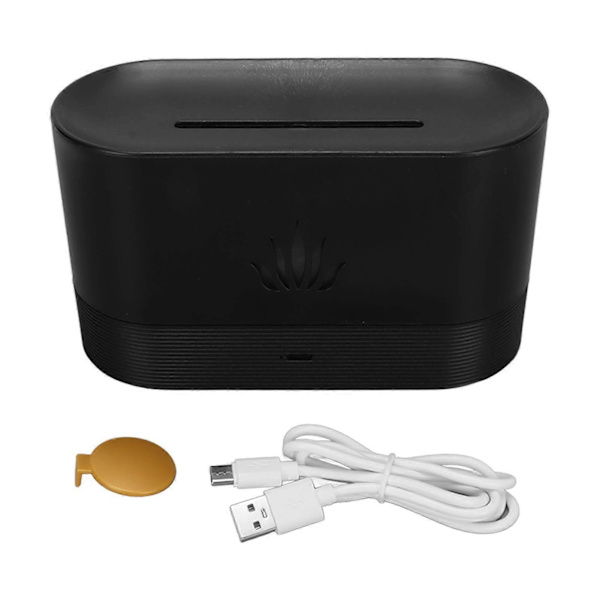 Flamme Diffuser Luftfugter Støjsvag USB Ultralyd Aromaterapi Æteriske Olier Diffusere til Hjemmekontor Bil SortYMMR)