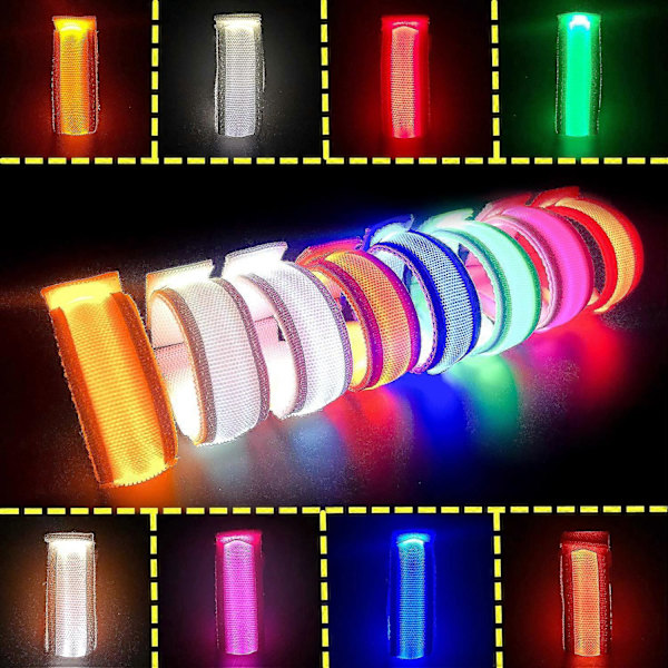 LED-valo-rannekkeet, valaisevat rannekkeet, vilkkuvat käsivarren rannekkeet, vilkkuvat urheilurannekkeet, 8 kpl pakkaus