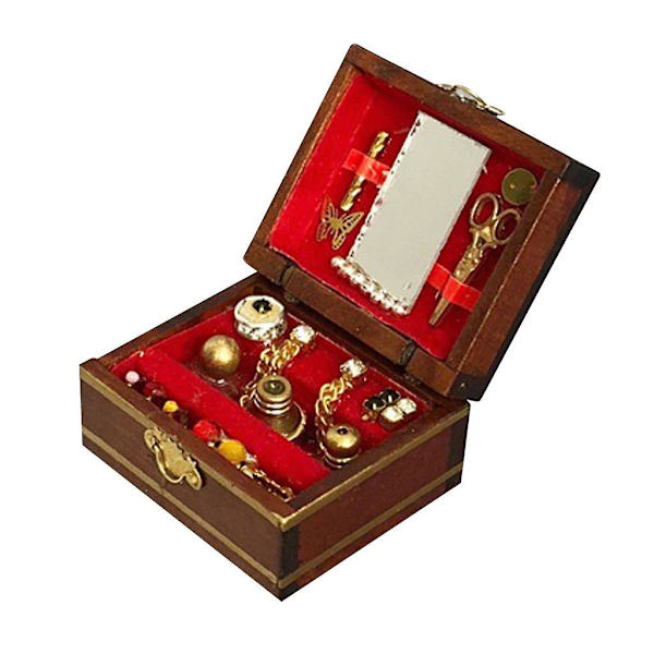 1/12 Dockhus Miniatyr Möbler Smyckeskrin Toalettbord Dekoration