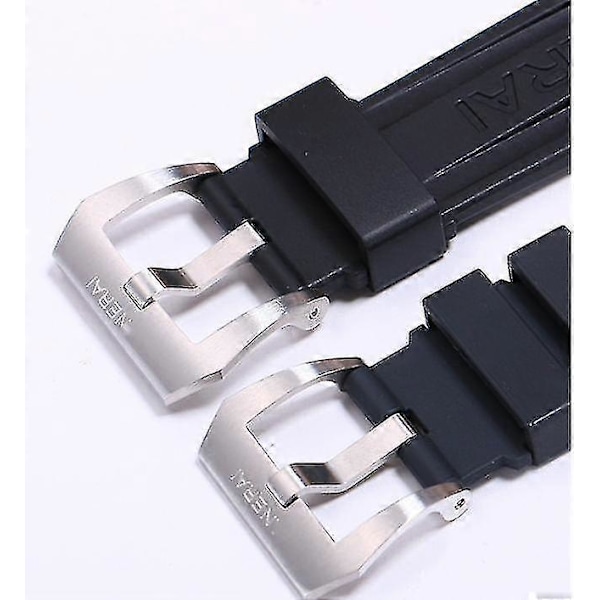 Svart klockarmband i silikon, ersättning för Panerai-rem, verktyg i stål, spänne