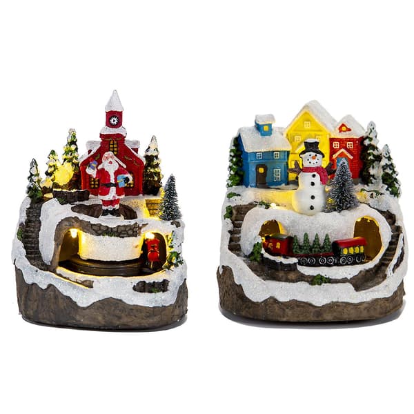 Jule Sne Hus Landsby LED Lys Ornament Figur - Julepynt Håndværk