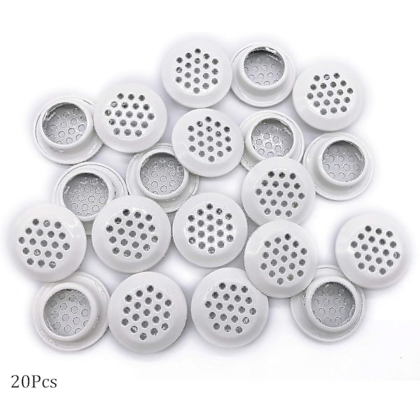 20 kpl Ilmaventtiilejä 25 mm Pyöreä Soffittiventtiili Ruostumattomasta Teräksestä Pyöreä Venttiiliverkko Reikäluukku Keittiöön Kylpyhuoneeseen Kaappiin Vaatekaappiin (valkoinen)
