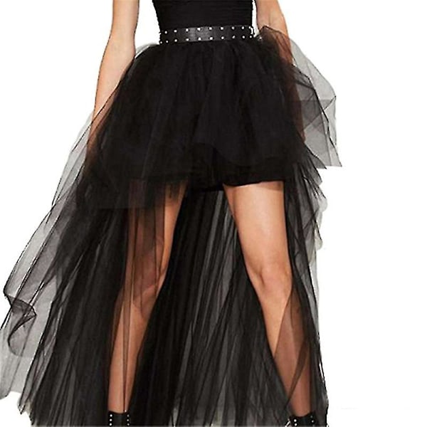 Jubee Tulle skjørt for kvinner - Kort foran, lang bak, høy midje, plisserte, fluffy underskjørt
