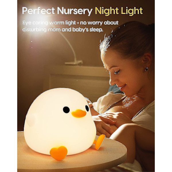 Dodo Duck Natthållare, Söt Anka Lampa, Silikon Dimbar Barnkammare Natthållare, Uppladdningsbar Led Sänglampa Med 20 Minuters Timer & Tryckkontroll Baby Gi