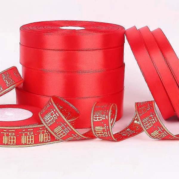 Rött band för presentinslagning (10cm 20m)