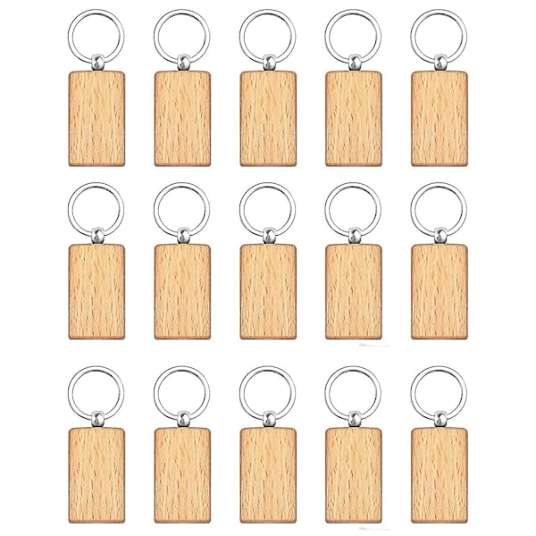 15 st tränyckelringar DIY rektangulär tränyckelring tränyckelkedja naturliga tränyckelringar