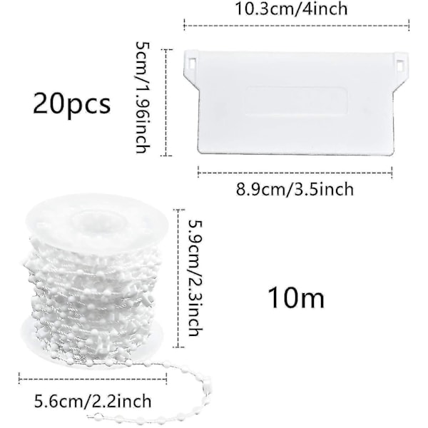 20 st Vertikala Persien Vikter Botten Lameller 89mm (3.5\") X 10m Persien Reparationskit, Vit