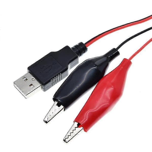 Usb til krokodilleklemme Mobil Strøm Test Batteri Klemme Usb Han til Ledningsføring