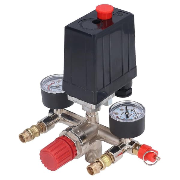 Luftkompressor Tryckventil Kit Vertikal Strömbrytare Grenrör Regulator 90120psi Ac 240v/380v