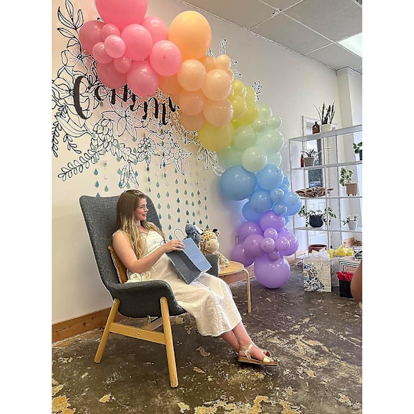 Pastel Regnbue Ballonbue Kit - 140 stk Assorterede Farvede Ballon Girlander, Farverige Fiesta, Karneval, Cirkus Latex Balloner | Perfekt Baby Pige Fødselsdag