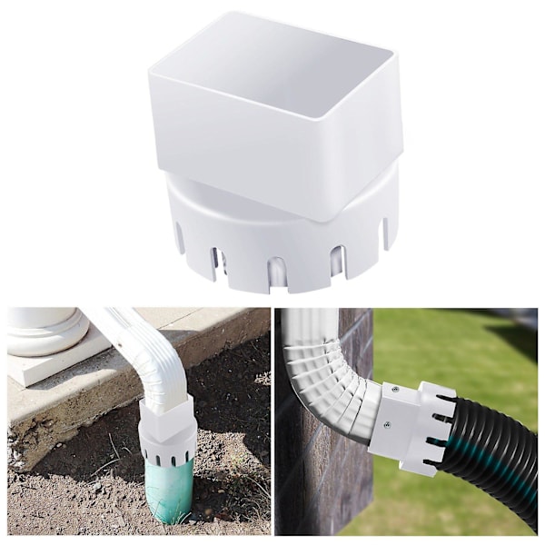 Adapter för stuprör till avloppsrör (3 tum x 4 tum fyrkantig stupränna till avloppsrörsadapter) Passar 3 eller 4 tum utvändigt