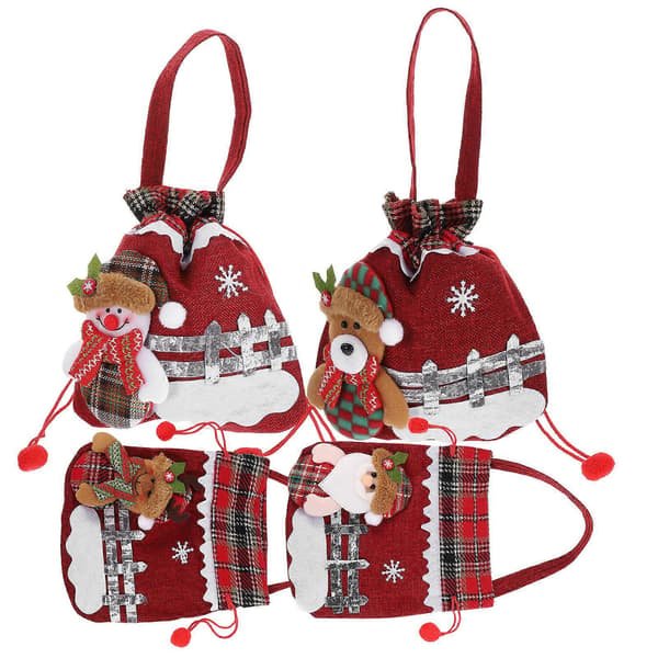 Festliga dragskoväskor 4 st Jultema Presentförpackning för familjer Rektangulär design 23,5X21 cm