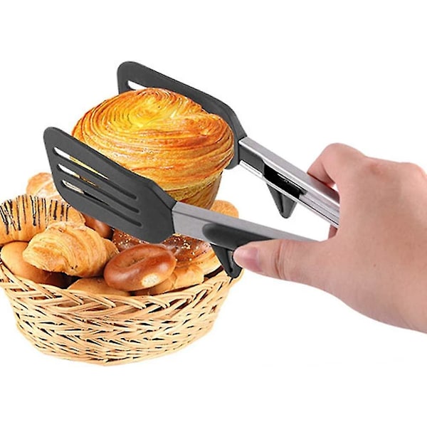 Kjøkken Tenger 12 Tommer Fisk Spatel Rustfritt Stål Låsende Med Silikontupper Matlaging Salat Buffet Bbq Serveringstenger Varmebestandig Kjøttvender Spat
