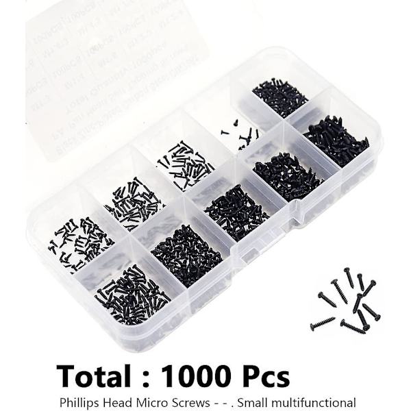 1000 kpl Pyöreäpäiset Itsekierteävät Phillips Mini Puuruuvit Mini Ruuvit M1 M1.2 M1.4 M1.7 Phillips Puuruuvit Valikoima Korkea Tarkkuus Mikro Ruuvit W