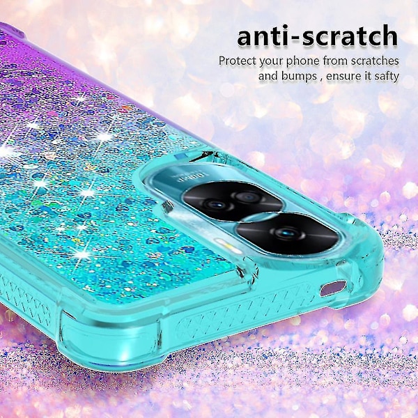 Gradientti-iskuja kestävä suojakotelo Honor 90 Lite 5G:lle, TPU-liikkuva glitter-puhelimen kotelo