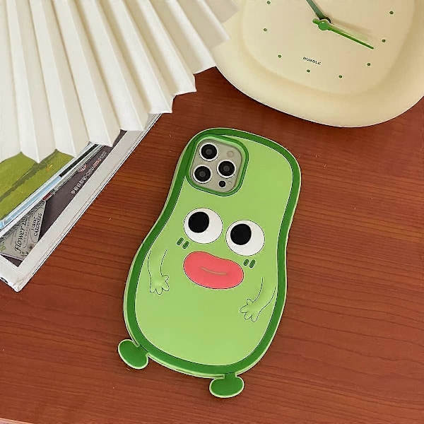 iPhone 13 Pro Max -kotelo Kawaii-puhelin kotelot, söpö 3D-piirretty hauska avokado makkara suulla Pehmeä silikoninen iskunkestävä suojaava