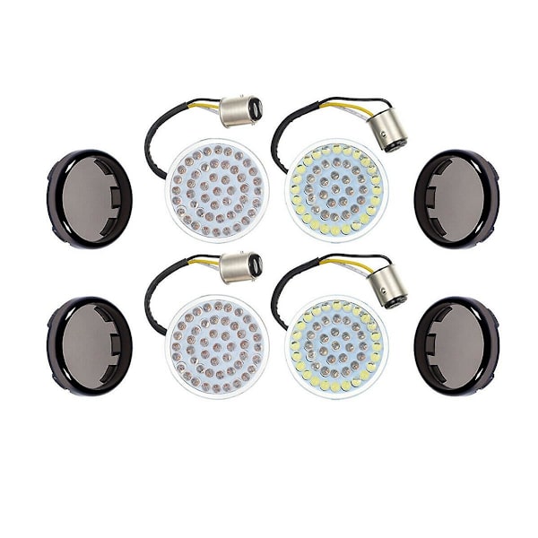 LED-blinkers, 2-tums fram- och bakljus med svart finish och rökfärgade linser, kit för Touring Softail