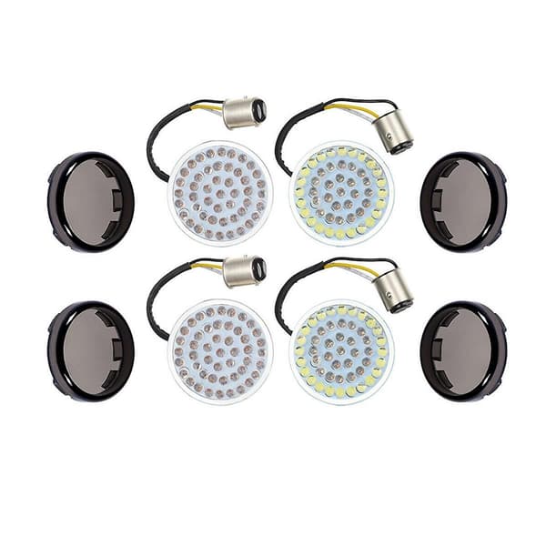 LED Blinklys Pærer, 2 tommer Foran Bag Sort-finish Lys Røgfarvede Linser Kit Til Touring Softail