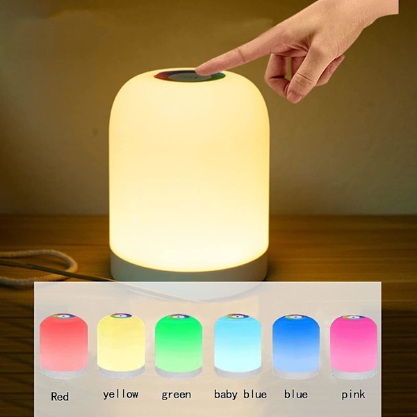 Natlys til Børn, Baby Natlys, RGB Farveskiftende Natlys Børneværelse Natlys, USB Porte, Dæmpbar Berøringsvarm Lys Børneværelse, Soveværelse, Barn
