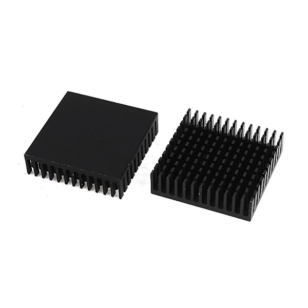 2 x Sort Aluminium Radiator Kølelegeme Kølelegeme 40 x 40 mm x 11 mm