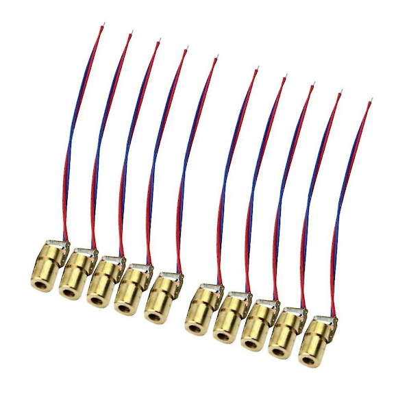 10 stycken 5v 650nm 6mm 5mw Mini Laser Dot Diode Modul Kopparhuvud Röd