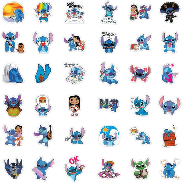 100 kpl Stitch-tarraa, Lilo ja Stitch -tarrat vesipulloille, lahjat sarjakuva-tarrat, vinyyli vedenkestävät tarrat kannettavalle tietokoneelle, puskuriin, vesipulloille, co