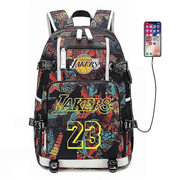 Nba Peripheral Series Star Logo Multifunksjonell USB Ryggsekk Selvlysende Fluorescerende Ryggsekk
