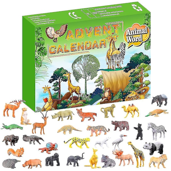 Julkalender med 24 Dagar Nedräkning Djur Blind Box, Julgåva för Barn