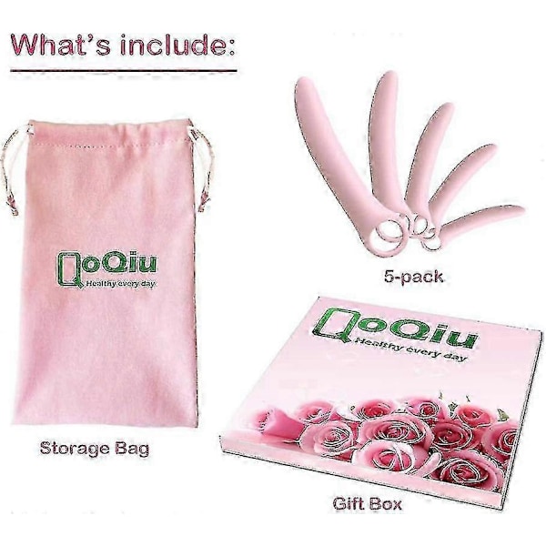 QoQiu 5-pak Silicone Pelvic Gulv Muskel Dilator Træningssæt Pelvic Wand Massager til Kvinder Pelvic Gulv Muskeltræner, Pelvic Gulv Styrkelse Yal