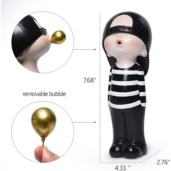 Moderne skulpturer til hjemmet, drenge tyggegummi figurer sort og hvid skulptur dekoration sommer bordpynt